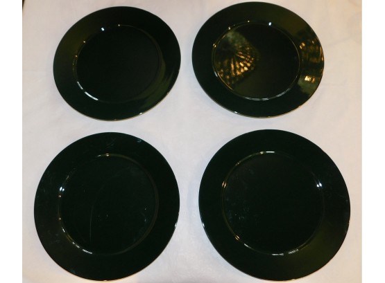 Set Of 4 Oversized Green Plates Serve Ware By Arita