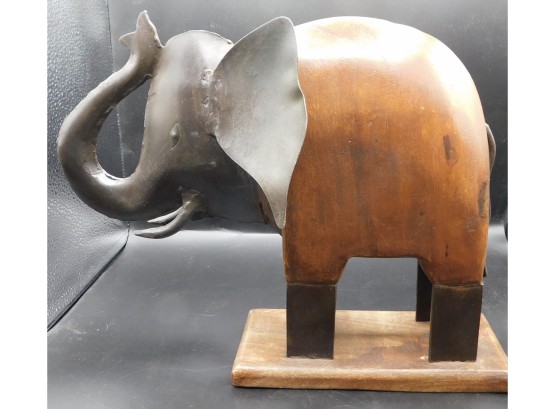 Pier 1 Wood And Metal Elephant Statue