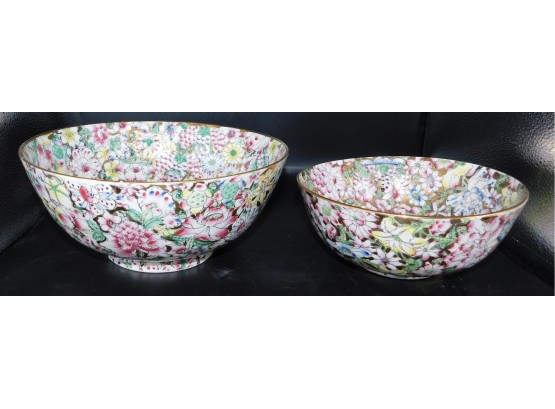 Vintage Pair Of Japanese Porcelain Serving Bowls