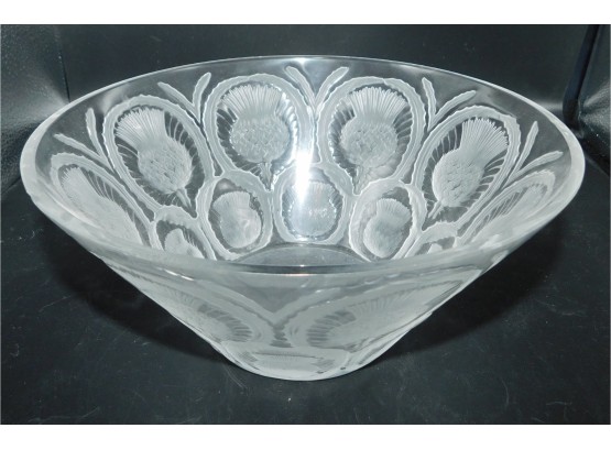 Gorgeous Lalique Chardon Thistle Bowl France Signed Crystal Vintage Large Centerpiece