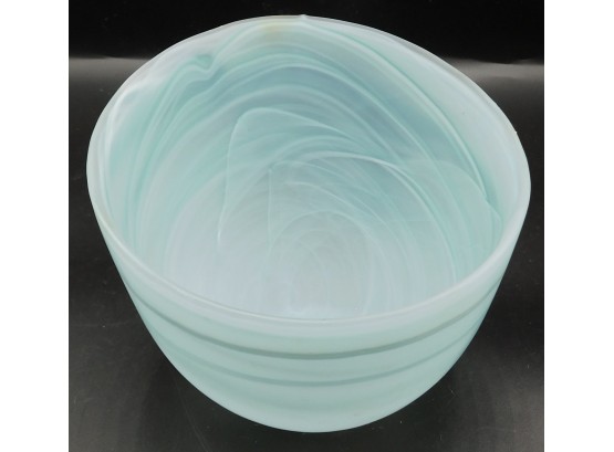 Hand Blown Blue Swirl Glass Bowl