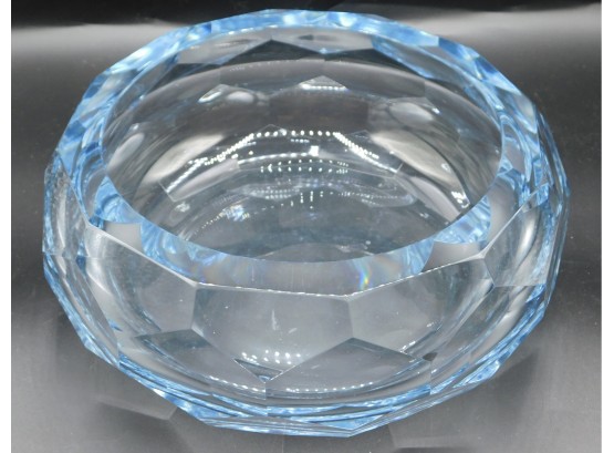 Large Faceted Crystal Glass Bowl By Asta Stromberg