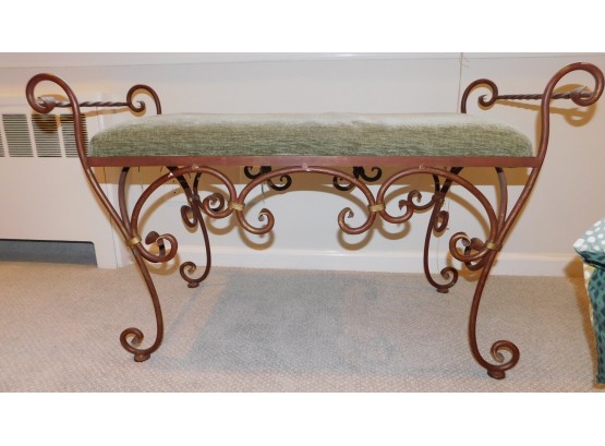 Beautiful Wrought Iron Upholstered Bench