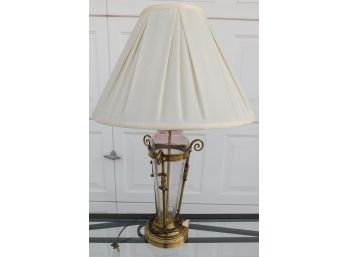 Polished Brass And Tinted Glass Table Lamp