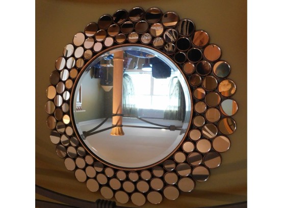 Elegant Modern Round Wall Mirror Copper Color Tone 32'D (3053)