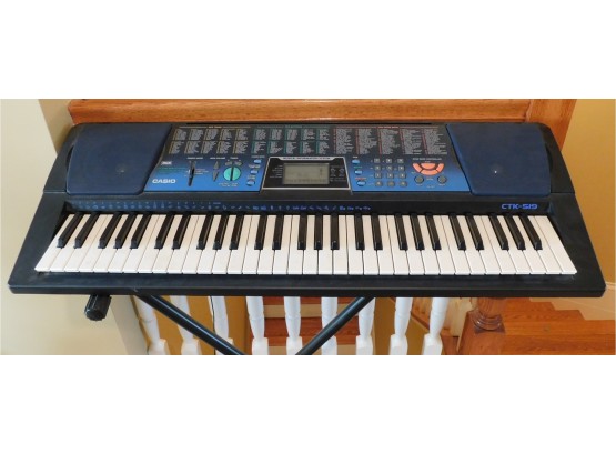 Casio CTK-519 Electronic Keyboard Synthesizer 100 Tones Rhythms Songs Midi W/Stand (3031)