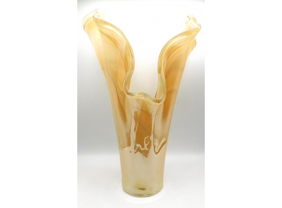 Hand Blown Glass Beige Vase, 16.5' (151)