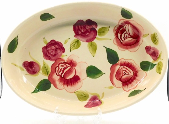 Hand Painted Rose Ceramic Serving Tray, 12' (173)