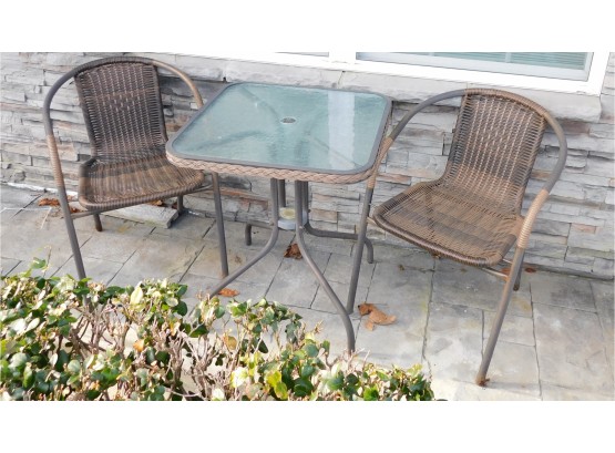 Adorable Bistro Glass Top Table & 2Chairs Resin (3012)