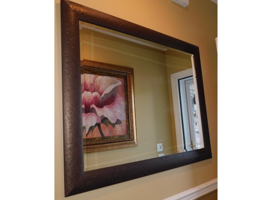 Large Brown Framed Wall Mirror (224)