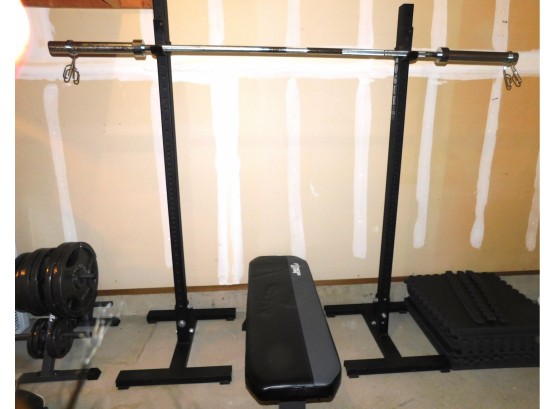 Fitness Gear Bench With Bar Stand & Free Weights With Plate Stand (286)