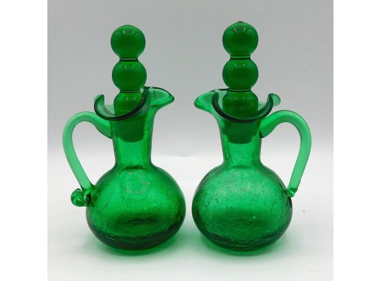 Green Glass Oil & Vinegar Set (163)