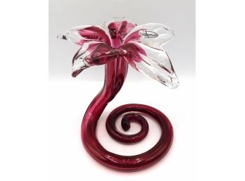 Pilgrim Cranberry Glass Lily Bud Vase (196)