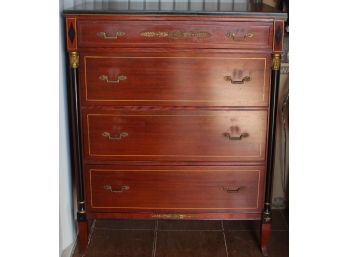 1980's Vintage Rway Empire Style Four Drawer Tall Chest