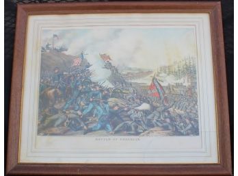 Framed Civil War Painting Battle Of Franklin Print