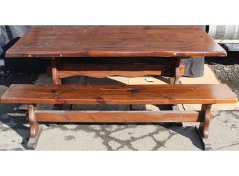 Outdoor  Wooden Dining Room Table With Benches