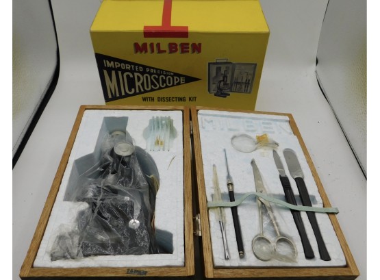 Vintage Milben Imported Precision Microscope In Box