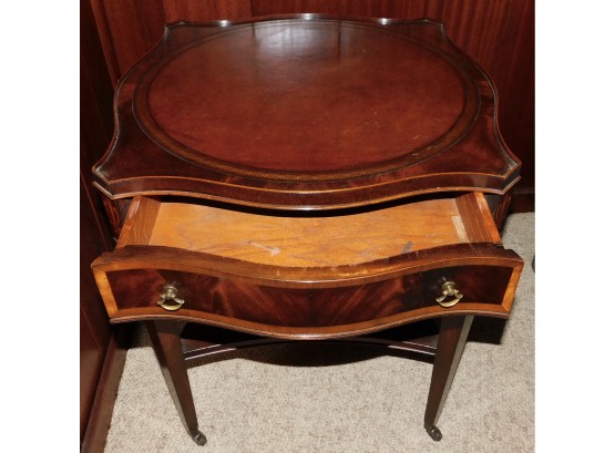 Weiman Heirloom Quality Leather Top Wood Side Table With Drawer