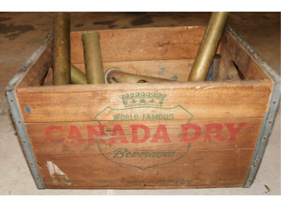 Vintage Canada Dry Wood Crate With Assorted Brass Fittings Lot