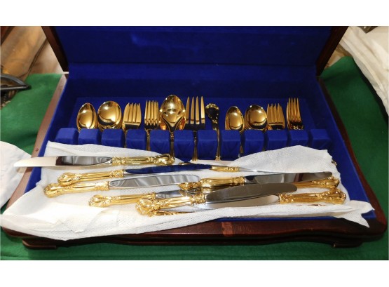 Lovely Italian Gorham Gold Plated Flatware Set Made In Italy