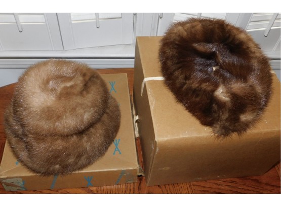Lovely Pair Of Vintage Womens Fur Hats