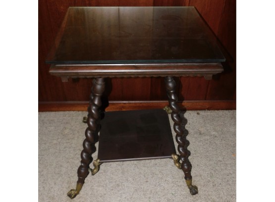 Antique Clawfoot Parlor Lamp Table