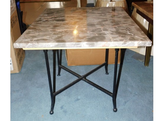 Custom Marble Top Wood Table