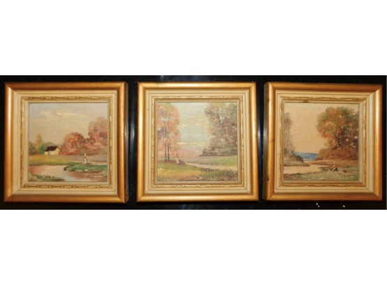 Set Of 3 Framed Original Oil Paintings