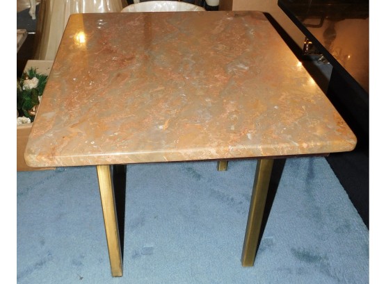 Stylish Multi Design Marble Top Table With Gold Tone Chrome Legs