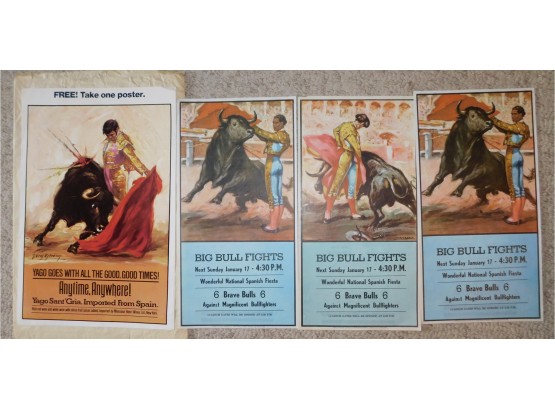 Lot Of Vintage Bull Fight Posters