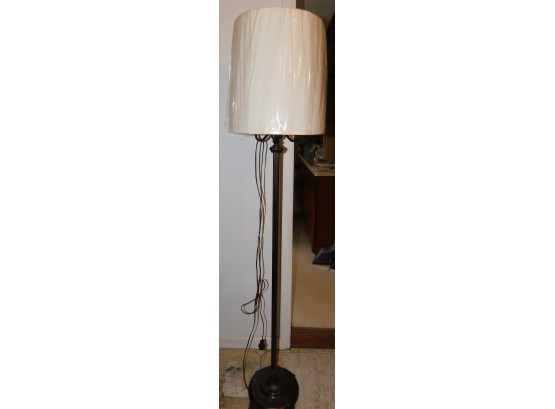 Vintage Brass Floor Lamp With Milk Shade And Ivory Shade