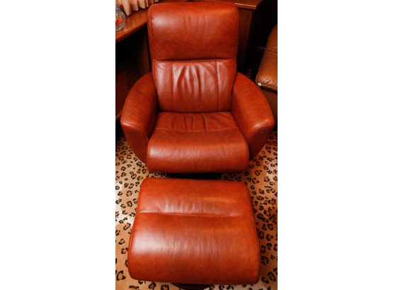 Soft Leather Reclining  Swivel Chair W/ Ottoman(14x19x21)  - (0391)