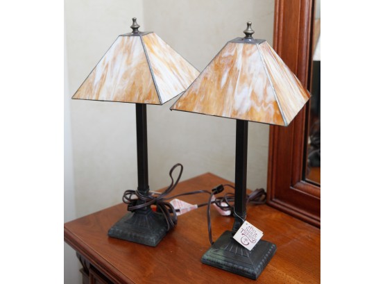 Lovely  Paul Sahlin Tiffany's Table Lamps - Pair Of 2  #636 (0452)