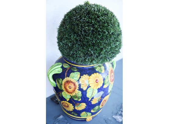 Ceramiche Giacomini Orvieto Blue Jug Style Vase With Sunflowers - 24x25 ()