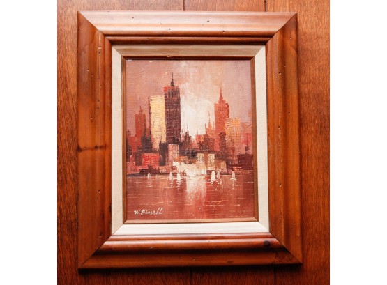 Framed Oil Painting On Canvas - No Glass - NYC Skyline - 15x13 (0415)