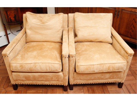 2 Stunning Club Chairs - 'Lee' Earth Friendly  Upholstery - Made In USA - 29x27x32 (0381)