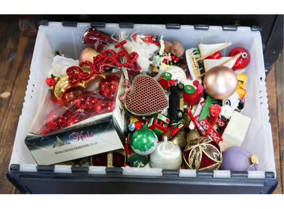 Storage Box FULL Of Vintage Christmas Ornaments (0538)