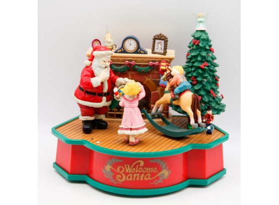 Lustre Fame Welcome Santa Animated Wind Up With Music And Lights Christmas Decor (0443)