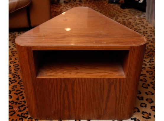 Triangular Wooden Side Table W/ Shelf - 21x16x16 (0404)