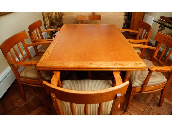 Lovely Oak Expandable Duel Sided Dining Table With 6 Chairs - 38x16 (0313)