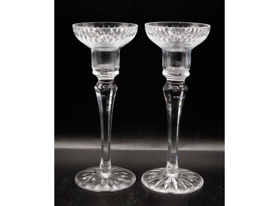 A Pair Of Stunning Glass Candle Holders  (0335)