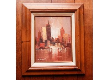 Framed Oil Painting On Canvas - No Glass - NYC Skyline - 15x13 (0415)
