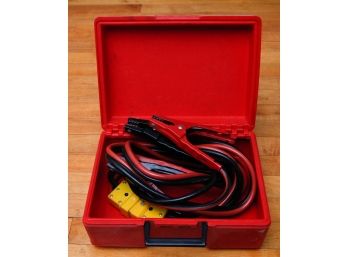 Lot Of Jumper Cables In Plastic Box (0506)