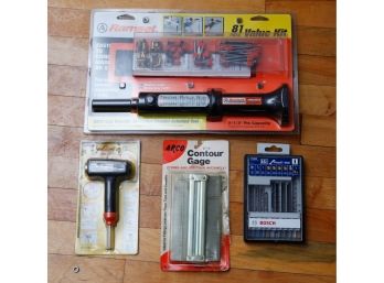 Lot Of Assorted Tools - Bosch Saw Blades -  Contour Gage - Push Hammer -Ramset Power Fastening System   (0511)