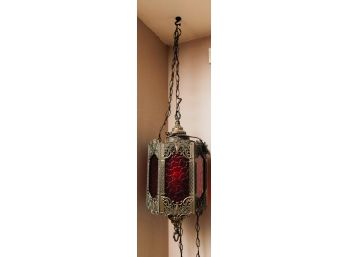 3 Stunning Vintage Mosaic Hanging Lamps - 1 Functional - 20x14 - Condition As Is (0804)
