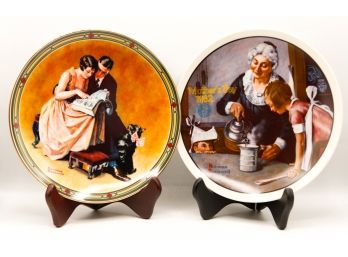 2 Norman Rockwell Decorative Plates - W/ Certificate Of Authenticity - In Original Box (0632)