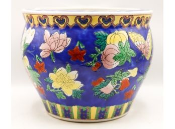 Large Beautiful Hand Painted Floral Pot - Not For Food Use -(0696)