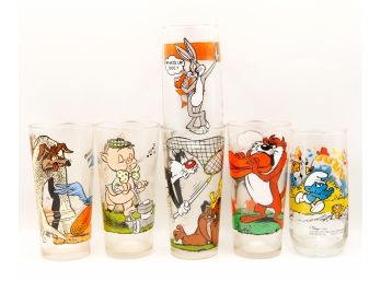 Lot Of 6 Retro Disney Glasses - Pepsi Collector Series - Warner Bros 1976  (0697)