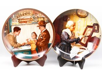 2 Norman Rockwell Decorative Plates - In Original Box - With Certificate Of Authenticity (0643)