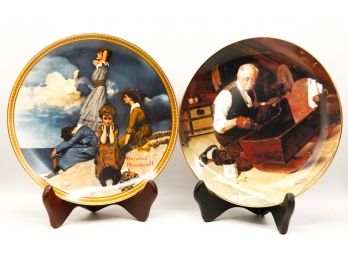 2 Norman Rockwell Decorative Plates - W/ Certificate Of Authenticity - In Original Box (0629)
